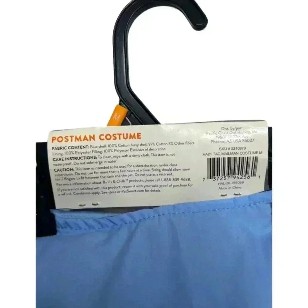 Thrills & Chills Postman Costume –Mail Carrier Pet Halloween Outfit